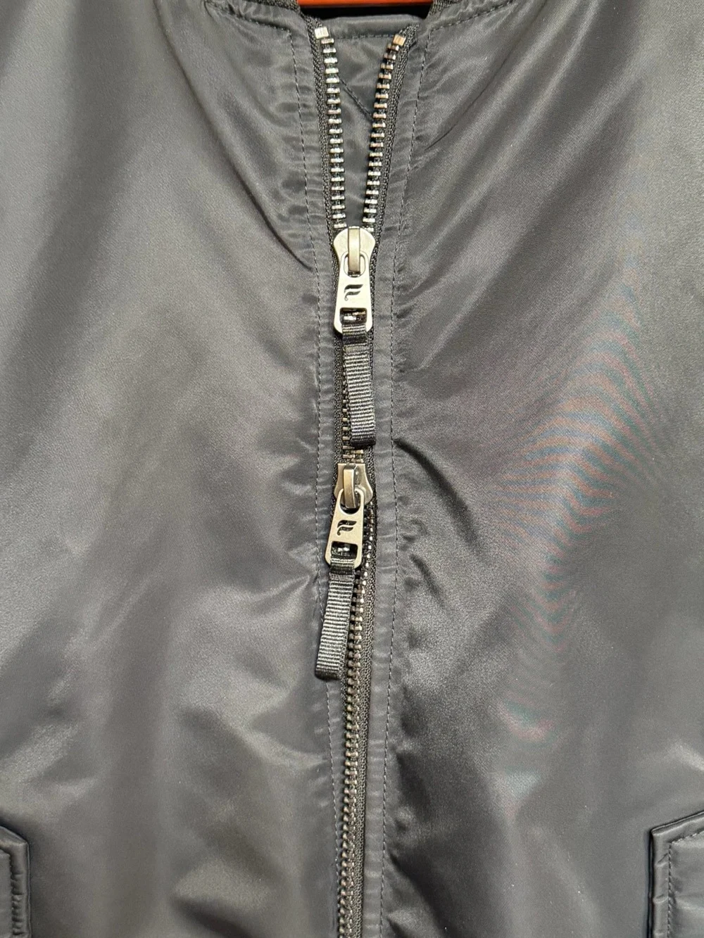 Fabletics Men’s Bomber Jacket Black Nylon Flight Jacket MA-1 Utility Zip